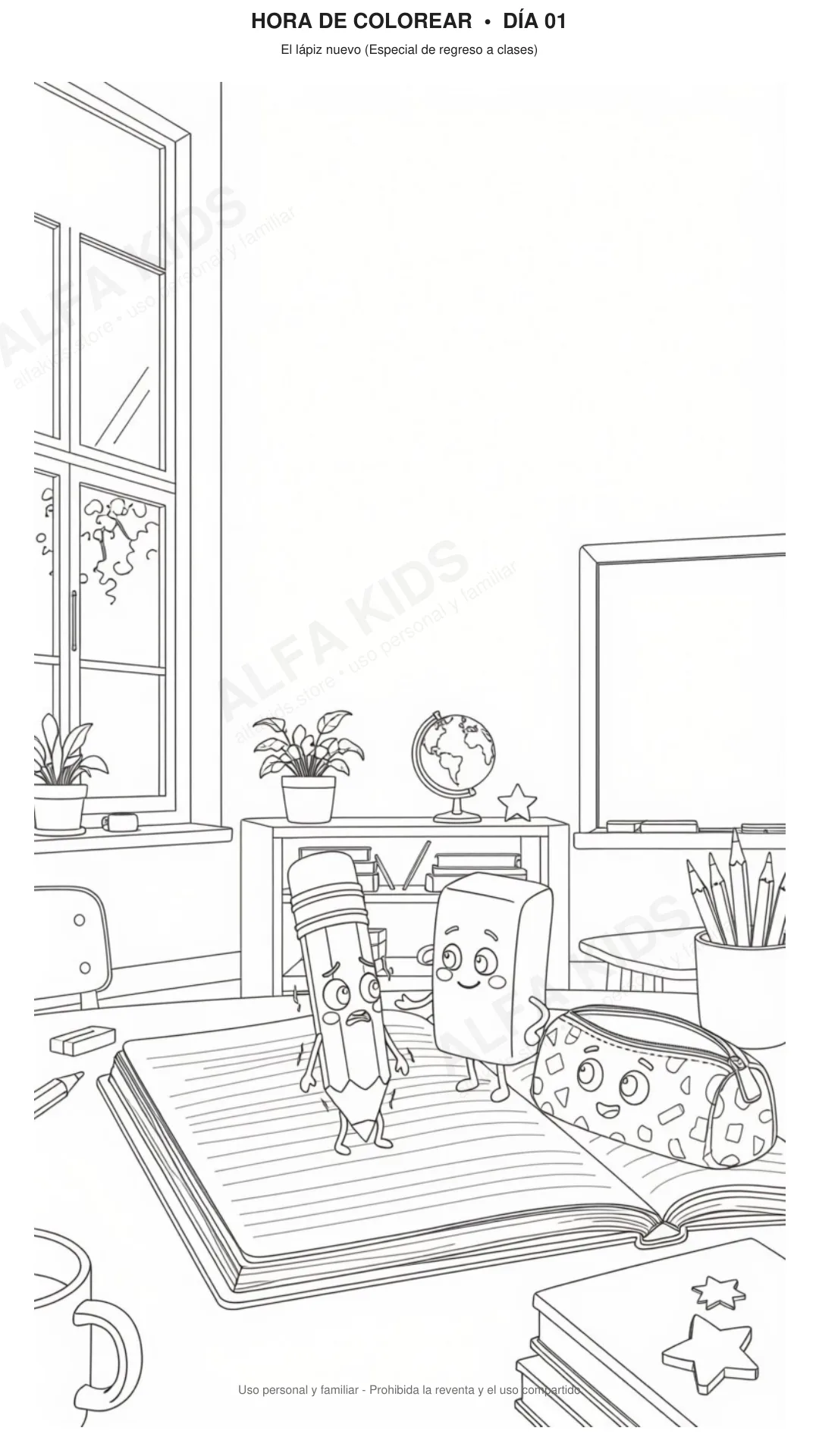 Página real de actividad para colorear de Alfa Kids ES-LATAM